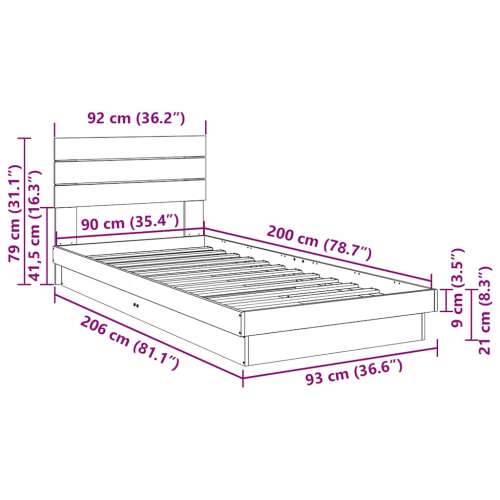 Okvir kreveta s uzglavljem bez madraca 90x200cm puno drvo hrast - 90 x 200 cm Cijena