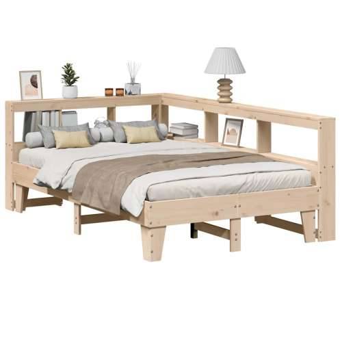 Krevet s regalom za knjige bez madraca 135x190 cm od borovine - Prirodna 135 x 190 cm Cijena