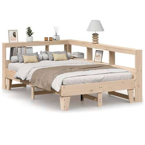 Krevet s regalom za knjige bez madraca 135x190 cm od borovine - Prirodna 135 x 190 cm Cijena