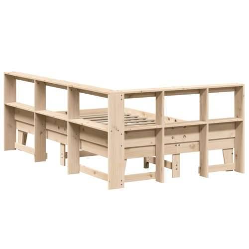 Krevet s regalom za knjige bez madraca 135x190 cm od borovine - Prirodna 135 x 190 cm Cijena
