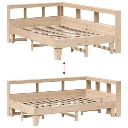 Krevet s regalom za knjige bez madraca 135x190 cm od borovine - Prirodna 135 x 190 cm Cijena