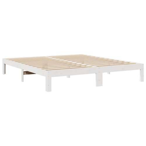 Obiteljski okvir kreveta bez madraca bijeli puno drvo bor - Bijela 240 x 200 cm Cijena