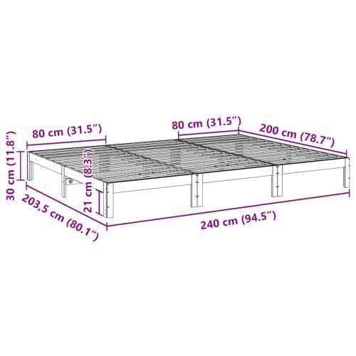 Obiteljski okvir kreveta bez madraca bijeli puno drvo bor - Bijela 240 x 200 cm Cijena