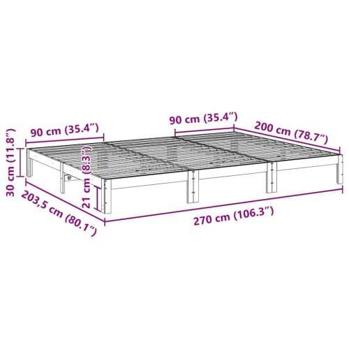 Obiteljski okvir kreveta bez madraca vosak smeđi puno drvo bor - Voštano smeđa 270 x 200 cm Cijena