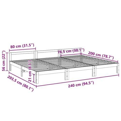 Obiteljski okvir kreveta bez madraca bijeli puno drvo bor - Bijela 240 x 200 cm Cijena