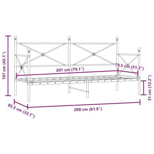Dnevni krevet bez madraca crni 80x200 cm čelik - Crna 80 x 200 cm bez madraca na kotačićima Cijena