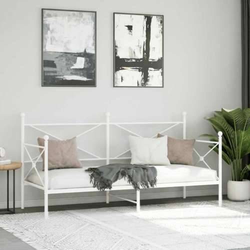 Dnevni krevet bez madraca bijeli 75x190 cm čelik - Bijela 75 x 190 cm bez madraca na kotačićima Cijena