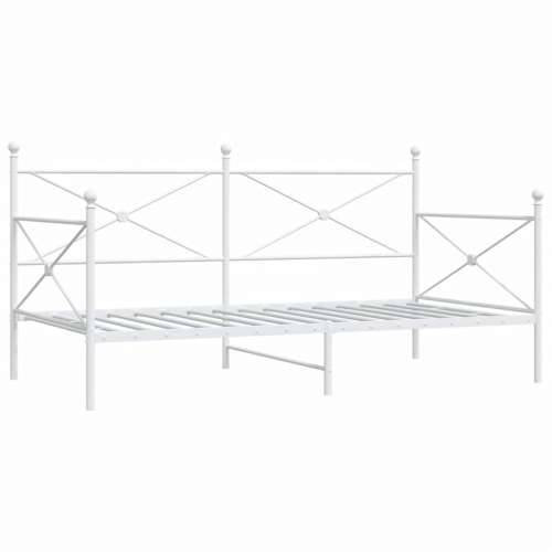 Dnevni krevet bez madraca bijeli 107x203 cm čelik - Bijela 107 x 203 cm bez madraca na kotačićima Cijena