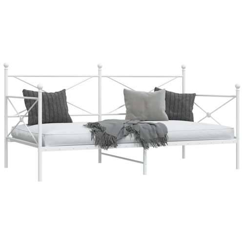 Dnevni krevet bez madraca bijeli 107x203 cm čelik - Bijela 107 x 203 cm bez madraca na kotačićima Cijena