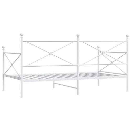 Dnevni krevet bez madraca bijeli 107x203 cm čelik - Bijela 107 x 203 cm bez madraca na kotačićima Cijena