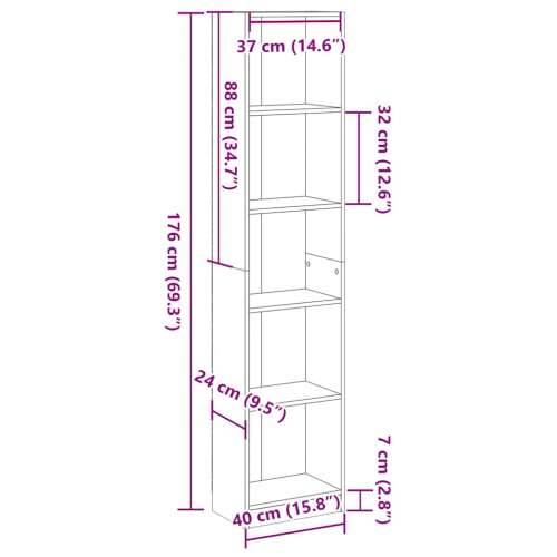 Regal za knjige boja betona 40x24x176 cm konstruirano drvo - Beton siva 1 176 cm 40 cm Cijena