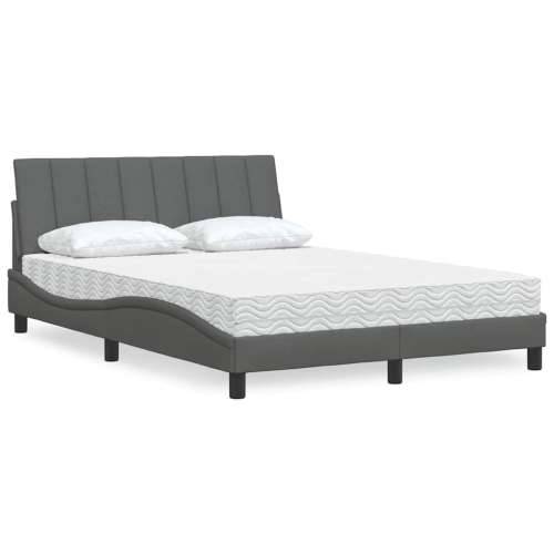 Krevet s madracem tamnosivi 140x190 cm od tkanine - Tamno siva 140 x 190 cm Cijena