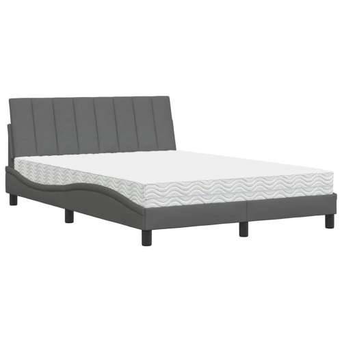 Krevet s madracem tamnosivi 140x190 cm od tkanine - Tamno siva 140 x 190 cm Cijena