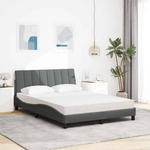 Krevet s madracem tamnosivi 140x190 cm od tkanine - Tamno siva 140 x 190 cm Cijena