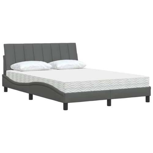Krevet s madracem tamnosivi 140x190 cm od tkanine - Tamno siva 140 x 190 cm Cijena