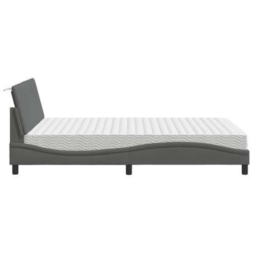 Krevet s madracem tamnosivi 140x190 cm od tkanine - Tamno siva 140 x 190 cm Cijena