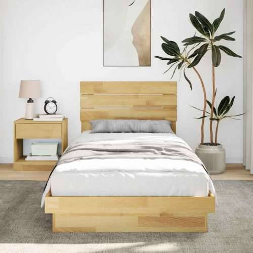 Okvir kreveta uzglavljem bez madraca 90x190 cm puno drvo hrast - 90 x 190 cm Cijena
