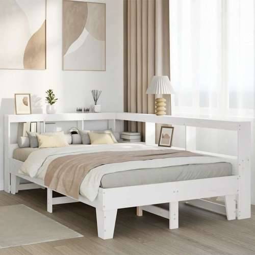 Krevet s regalom z knjige bez madraca bijeli 120x190cm borovina - Bijela 120 x 190 cm Cijena