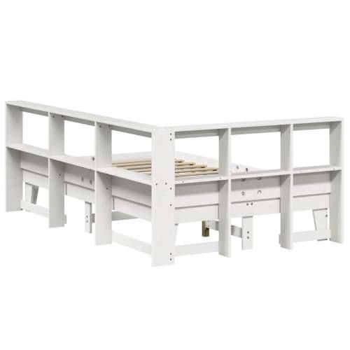 Krevet s regalom z knjige bez madraca bijeli 120x190cm borovina - Bijela 120 x 190 cm Cijena