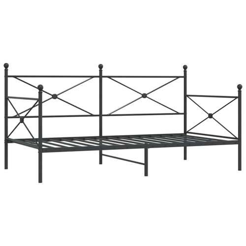 Dnevni krevet bez madraca crni 100x190 cm čelik - Crna 100 x 190 cm bez madraca na kotačićima Cijena