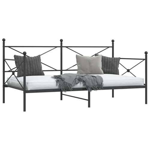Dnevni krevet bez madraca crni 100x190 cm čelik - Crna 100 x 190 cm bez madraca na kotačićima Cijena