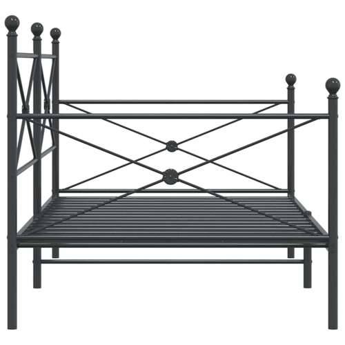 Dnevni krevet bez madraca crni 100x190 cm čelik - Crna 100 x 190 cm bez madraca na kotačićima Cijena
