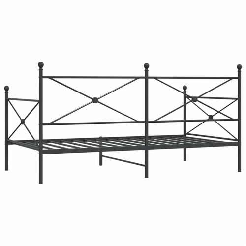 Dnevni krevet bez madraca crni 100x190 cm čelik - Crna 100 x 190 cm bez madraca na kotačićima Cijena