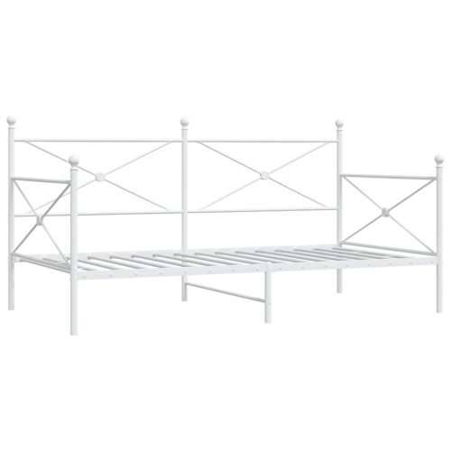 Dnevni krevet bez madraca bijeli 100x190 cm čelik - Bijela 100 x 190 cm bez madraca na kotačićima Cijena