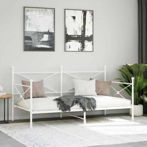 Dnevni krevet bez madraca bijeli 100x190 cm čelik - Bijela 100 x 190 cm bez madraca na kotačićima Cijena
