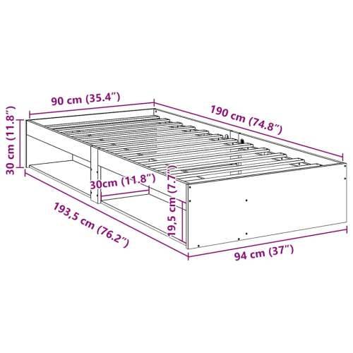 Dnevni krevet bez madraca 90 x 190 cm od masivne borovine - Prirodna 90 x 190 cm Cijena