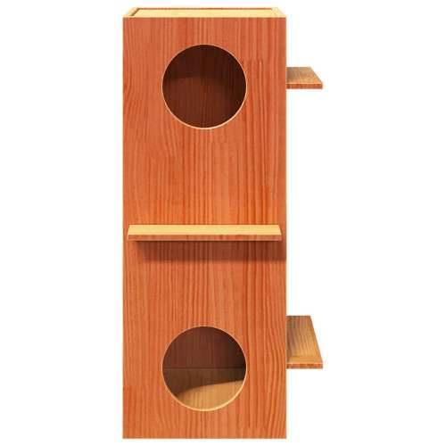 Kuća za mačke voštano smeđa 43x43x90 cm od masivne borovine - Voštano smeđa Cijena