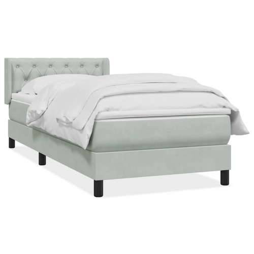 Box Spring krevet s madracem svijetlo sivi 80x220 cm samt - Svjetlosiva 80 x 220 cm Dizajn s gumbima Cijena