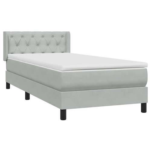 Box Spring krevet s madracem svijetlo sivi 80x220 cm samt - Svjetlosiva 80 x 220 cm Dizajn s gumbima Cijena