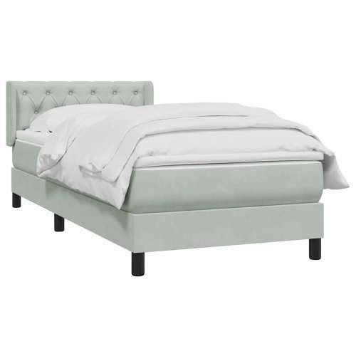 Box Spring krevet s madracem svijetlo sivi 80x220 cm samt - Svjetlosiva 80 x 220 cm Dizajn s gumbima Cijena