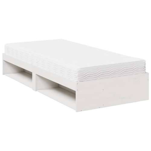 Dnevni krevet s madracem bijeli 90 x 190 cm masivna borovina - Bijela 90 x 190 cm Cijena