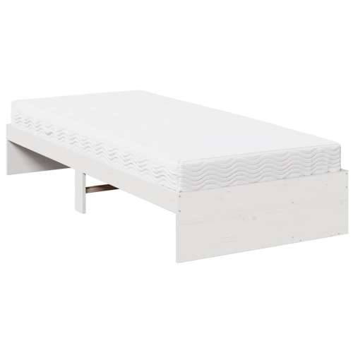 Dnevni krevet s madracem bijeli 90 x 190 cm masivna borovina - Bijela 90 x 190 cm Cijena