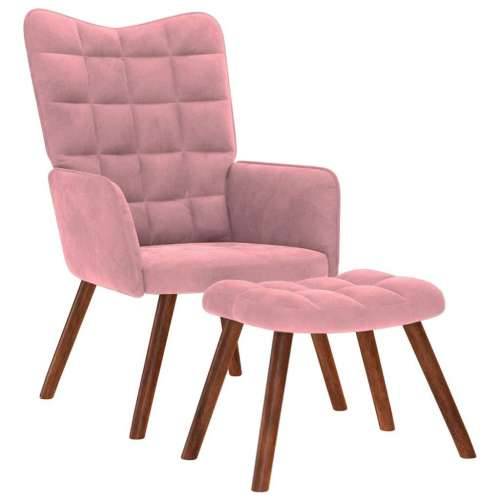 Stolica za opuštanje s osloncem za noge ružičasta baršunasta - Ružičasta 1 with stool Cijena