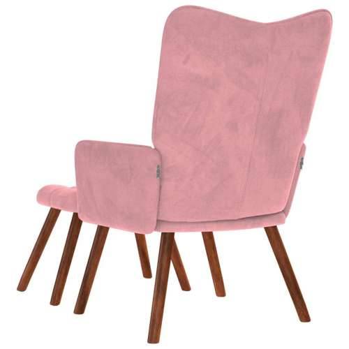 Stolica za opuštanje s osloncem za noge ružičasta baršunasta - Ružičasta 1 with stool Cijena