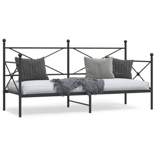 Dnevni krevet bez madraca crni 90x190 cm čelik - Crna 90 x 190 cm bez madraca na kotačićima Cijena