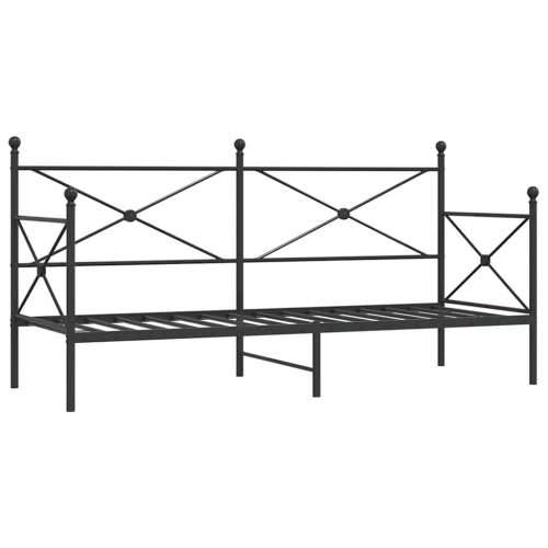 Dnevni krevet bez madraca crni 90x190 cm čelik - Crna 90 x 190 cm bez madraca na kotačićima Cijena
