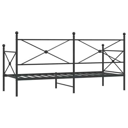 Dnevni krevet bez madraca crni 90x190 cm čelik - Crna 90 x 190 cm bez madraca na kotačićima Cijena