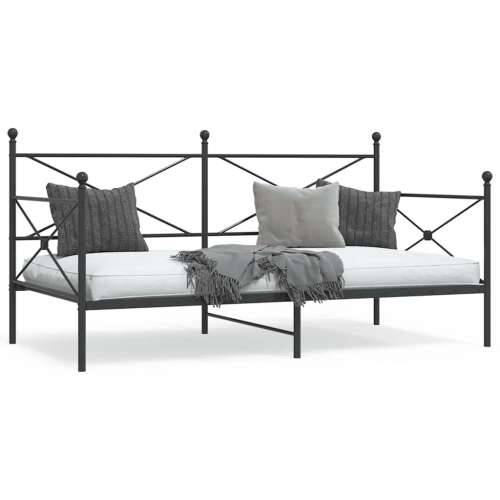 Dnevni krevet bez madraca crni 107x203 cm čelik - Crna 107 x 203 cm bez madraca na kotačićima Cijena