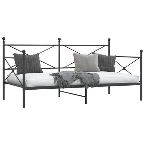 Dnevni krevet bez madraca crni 107x203 cm čelik - Crna 107 x 203 cm bez madraca na kotačićima Cijena