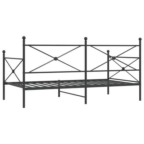 Dnevni krevet bez madraca crni 107x203 cm čelik - Crna 107 x 203 cm bez madraca na kotačićima Cijena