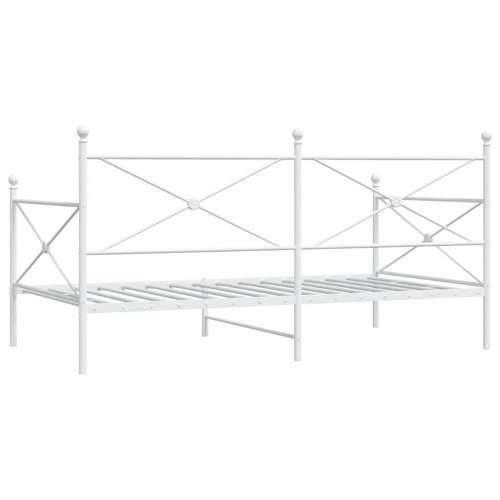 Dnevni krevet bez madraca bijeli 100x200 cm čelik - Bijela 100 x 200 cm bez madraca na kotačićima Cijena