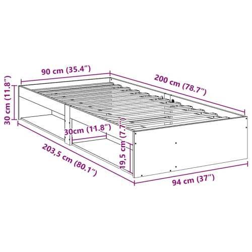 Dnevni krevet bez madraca bijeli 90 x 200 cm masivna borovina - Bijela 90 x 200 cm Cijena