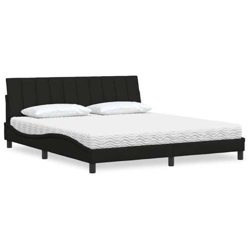Krevet s madracem crni 180x200 cm od tkanine - Crna 180 x 200 cm Cijena