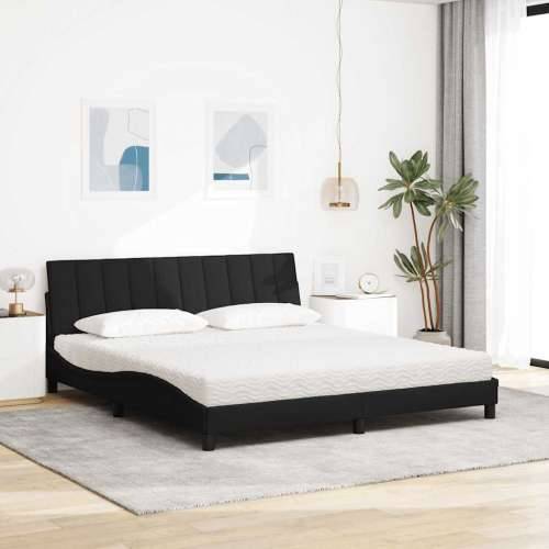Krevet s madracem crni 180x200 cm od tkanine - Crna 180 x 200 cm Cijena