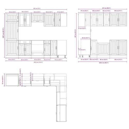 14-dijelni set kuhinjskih ormarića Lucca konstruiranog drva - Crna 1 Cijena