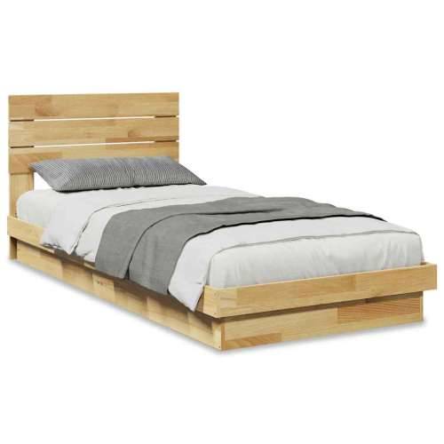 Okvir kreveta uzglavljem bez madraca 75x190 cm puno drvo hrast - 75 x 190 cm Cijena